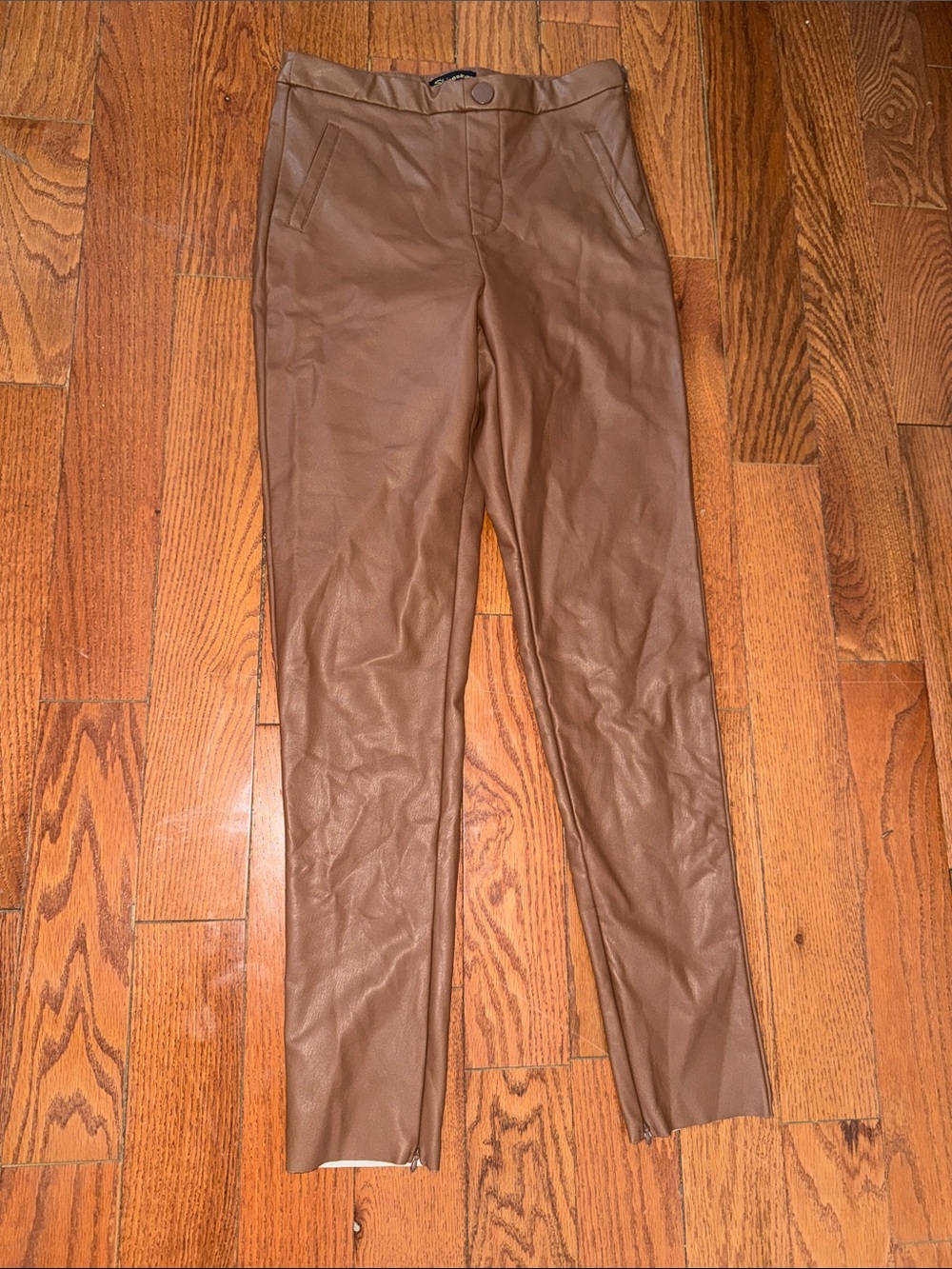 Shinestar Brown Faux Leather Chinos